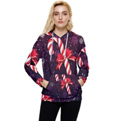 Christmas Lollipop Bowknot Celebrations Women s Lightweight Drawstring Hoodie by Sarkoni