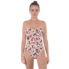 Christmas  Santa Claus Patterns Tie Back One Piece Swimsuit by Sarkoni