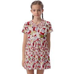 Christmas  Santa Claus Patterns Kids  Asymmetric Collar Dress by Sarkoni