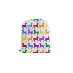 Colorful Horse Background Wallpaper Drawstring Pouch (small) by Amaryn4rt