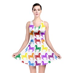 Colorful Horse Background Wallpaper Reversible Skater Dress by Amaryn4rt