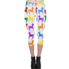 Colorful Horse Background Wallpaper Capri Leggings  by Amaryn4rt