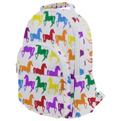 Colorful Horse Background Wallpaper Rounded Multi Pocket Backpack by Amaryn4rt