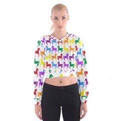 Colorful Horse Background Wallpaper Cropped Sweatshirt by Amaryn4rt