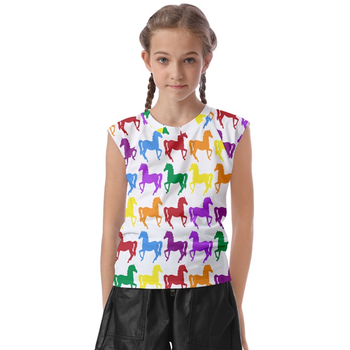 Colorful Horse Background Wallpaper Kids  Raglan Cap Sleeve T-Shirt