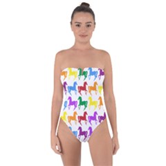 Colorful Horse Background Wallpaper Tie Back One Piece Swimsuit by Amaryn4rt