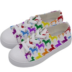 Colorful Horse Background Wallpaper Kids  Low Top Canvas Sneakers by Amaryn4rt