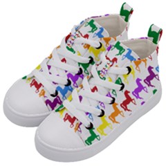 Colorful Horse Background Wallpaper Kids  Mid-top Canvas Sneakers by Amaryn4rt