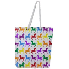 Colorful Horse Background Wallpaper Full Print Rope Handle Tote (large) by Amaryn4rt