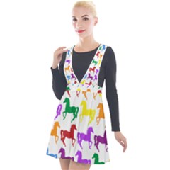 Colorful Horse Background Wallpaper Plunge Pinafore Velour Dress by Amaryn4rt