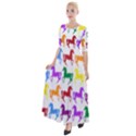 Colorful Horse Background Wallpaper Half Sleeves Maxi Dress View1