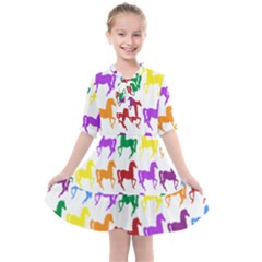 Colorful Horse Background Wallpaper Kids  All Frills Chiffon Dress by Amaryn4rt