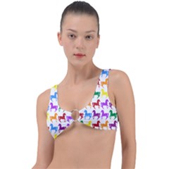 Colorful Horse Background Wallpaper Ring Detail Bikini Top by Amaryn4rt