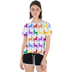 Colorful Horse Background Wallpaper Open Back Sport T-shirt by Amaryn4rt