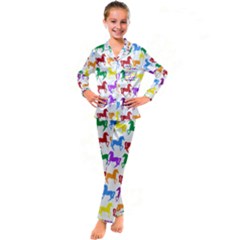 Colorful Horse Background Wallpaper Kids  Satin Long Sleeve Pajamas Set by Amaryn4rt