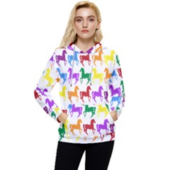 Colorful Horse Background Wallpaper Women s Lightweight Drawstring Hoodie by Amaryn4rt