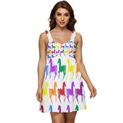 Colorful Horse Background Wallpaper Ruffle Strap Babydoll Chiffon Dress by Amaryn4rt