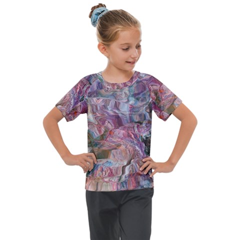 Blended Waves Kids  Mesh Piece T-shirt by kaleidomarblingart