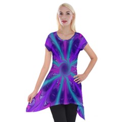 Wallpaper Tie Dye Pattern Short Sleeve Side Drop Tunic by Ravend