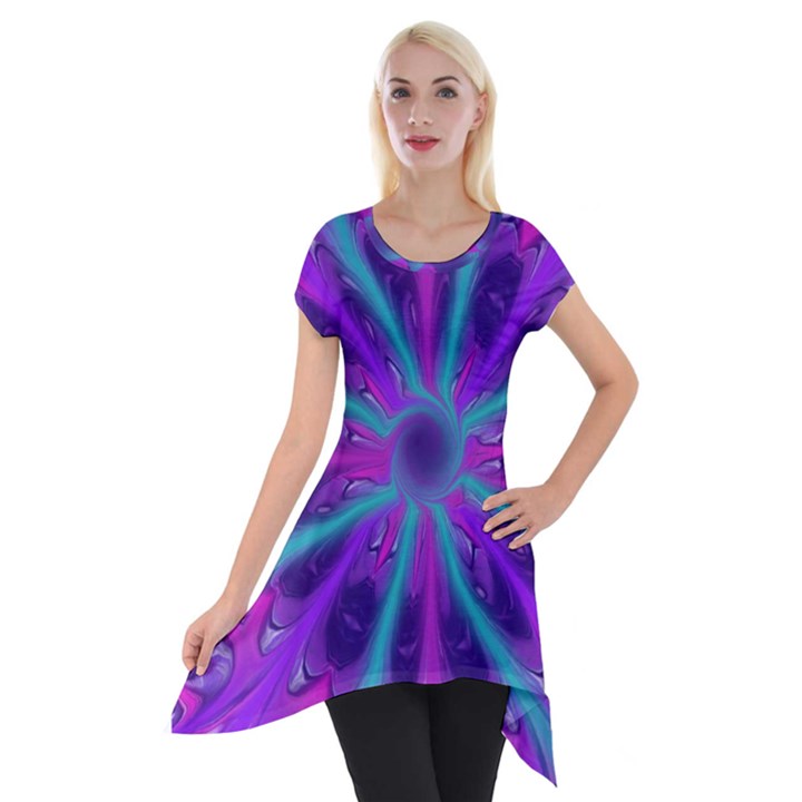 Wallpaper Tie Dye Pattern Short Sleeve Side Drop Tunic