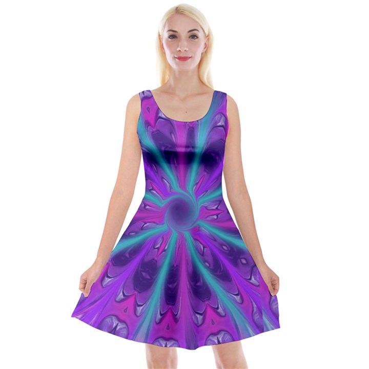 Wallpaper Tie Dye Pattern Reversible Velvet Sleeveless Dress