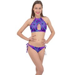 Wallpaper Tie Dye Pattern Cross Front Halter Bikini Set by Ravend