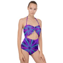 Wallpaper Tie Dye Pattern Scallop Top Cut Out Swimsuit by Ravend