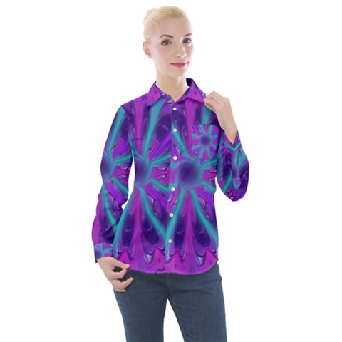 Wallpaper Tie Dye Pattern Women s Long Sleeve Pocket Shirt by Ravend