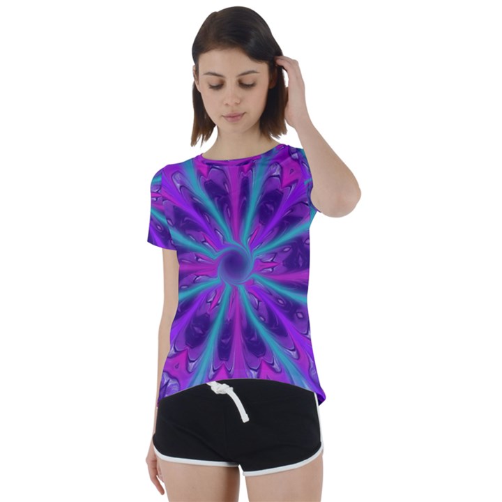 Wallpaper Tie Dye Pattern Short Sleeve Open Back T-Shirt