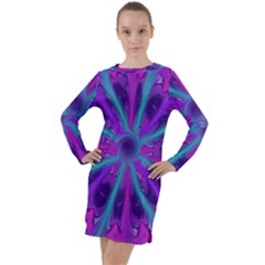 Wallpaper Tie Dye Pattern Long Sleeve Hoodie Dress by Ravend