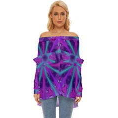 Wallpaper Tie Dye Pattern Off Shoulder Chiffon Pocket Shirt by Ravend