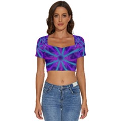 Wallpaper Tie Dye Pattern Short Sleeve Square Neckline Crop Top  by Ravend