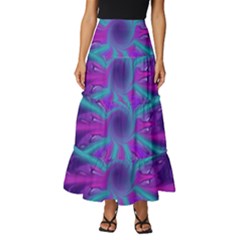 Wallpaper Tie Dye Pattern Tiered Ruffle Maxi Skirt by Ravend