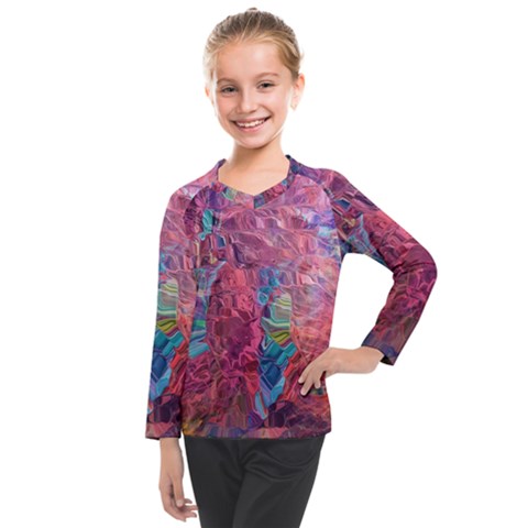 Blend 10-11 Liquify I Vibrance Kids  Long Mesh T-shirt by kaleidomarblingart