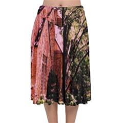 Hot Day In  Dallas-6 Velvet Flared Midi Skirt