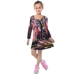 Hot Day In  Dallas-6 Kids  Long Sleeve Velvet Dress