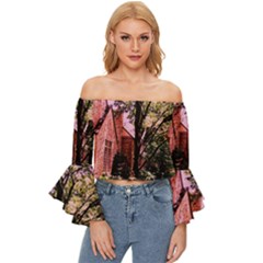 Hot Day In  Dallas-6 Off Shoulder Flutter Bell Sleeve Top