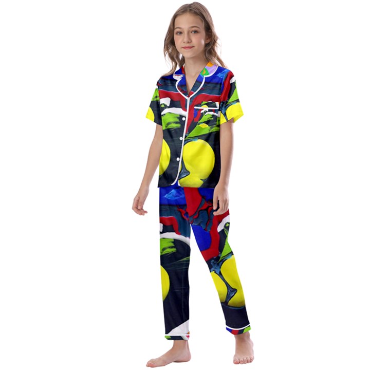 Japan Is So Close-1-1 Kids  Satin Short Sleeve Pajamas Set