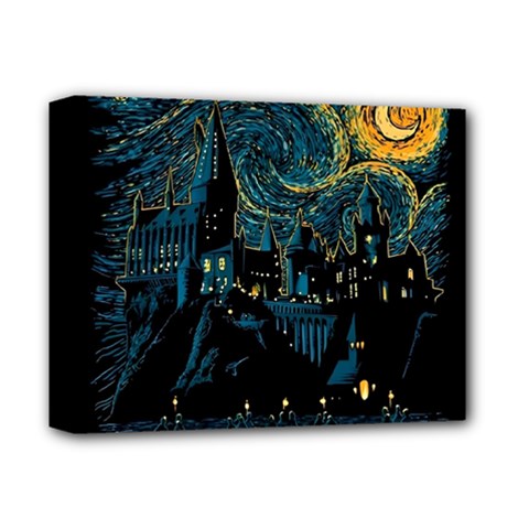 Castle Starry Night Van Gogh Parody Deluxe Canvas 14  X 11  (stretched) by Sarkoni