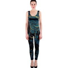 Castle Starry Night Van Gogh Parody One Piece Catsuit by Sarkoni