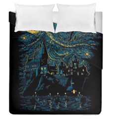 Castle Starry Night Van Gogh Parody Duvet Cover Double Side (queen Size) by Sarkoni