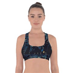 Castle Starry Night Van Gogh Parody Cross Back Sports Bra by Sarkoni