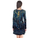 Castle Starry Night Van Gogh Parody Long Sleeve V-neck Flare Dress View2