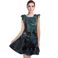 Castle Starry Night Van Gogh Parody Tie Up Tunic Dress by Sarkoni