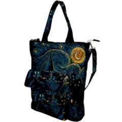 Castle Starry Night Van Gogh Parody Shoulder Tote Bag by Sarkoni