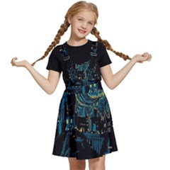 Castle Starry Night Van Gogh Parody Kids  Apron Dress by Sarkoni