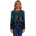 Castle Starry Night Van Gogh Parody Long Sleeve Crew Neck Pullover Top View1