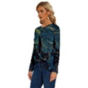 Castle Starry Night Van Gogh Parody Long Sleeve Crew Neck Pullover Top View2