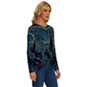 Castle Starry Night Van Gogh Parody Long Sleeve Crew Neck Pullover Top View3