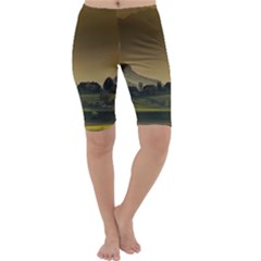 Mountains Village Trees Hills Cropped Leggings  by Sarkoni